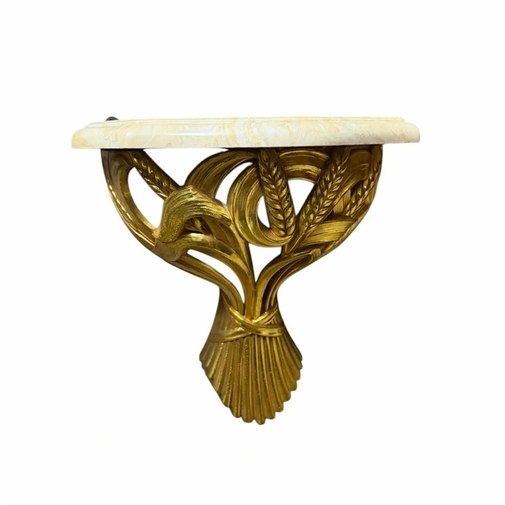 Syroco Gold Wheat Sheaf Wall Shelf Decor